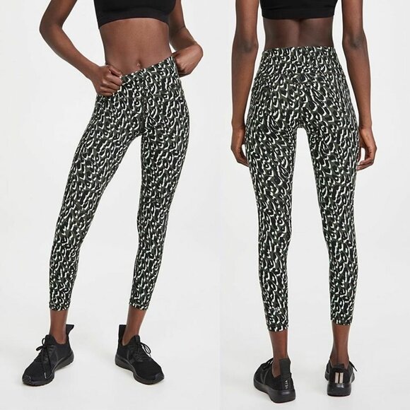 New Sweaty Betty Leggings High Rise Green Leopard Print Power Workout Size Small - Picture 1 of 12